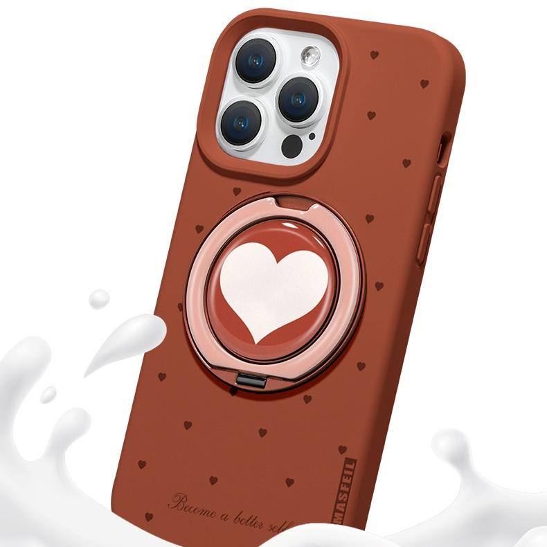 Heart Polka Dots iPhone 16 Pro Case with 360° Upgraded Rotatable Magnetic Stand for iphone 15 Slim case