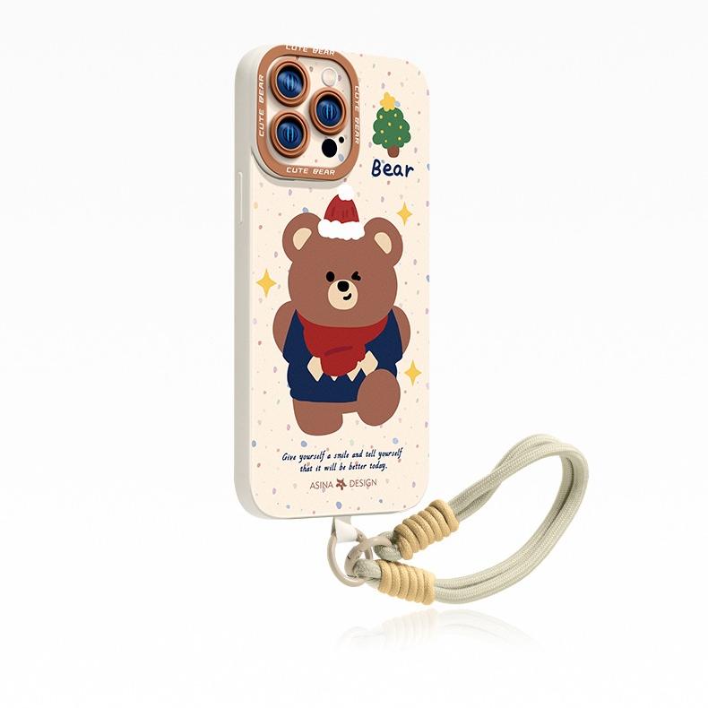 Cute Bear Liquid Silicone iPhone Case iphone 16 Case for iphone 15 Pro iphone 14