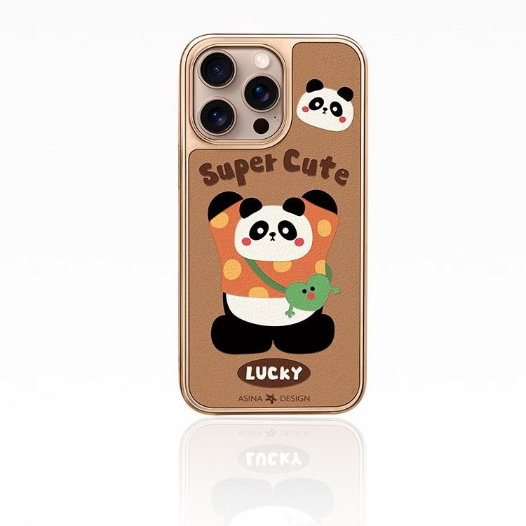 Lucky Panda MagSafe Phone Case Grip for iphone 16 iphone 15 Pro Leather case for iphone 14