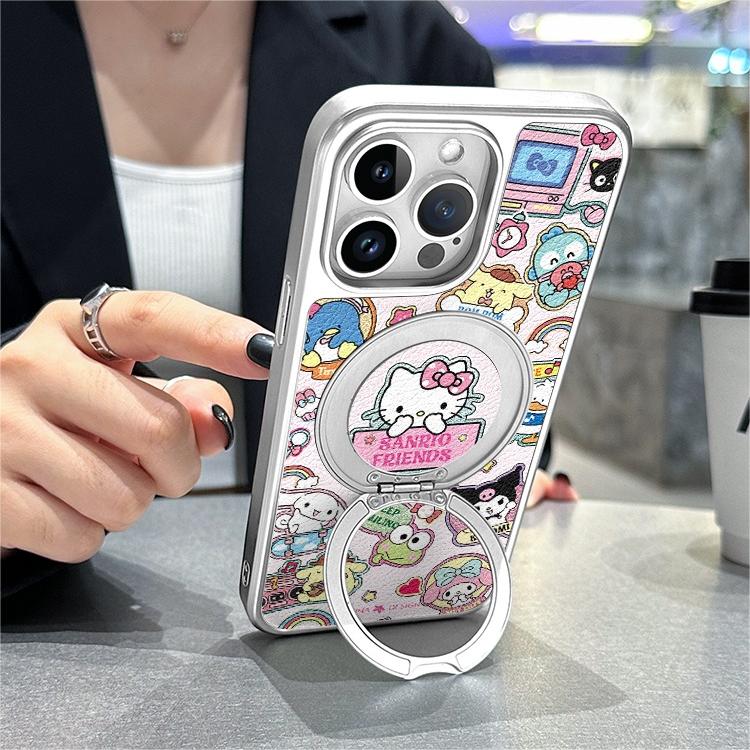 Kitty MagSafe Phone Case Grip for iphone 16 iphone 15 Pro Leather case for iphone 14