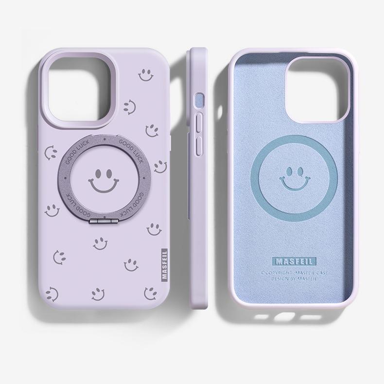 Velvet Touch Liquid Silicone Magnetic Case for iphone 16 Pro Max   iphone 15 iphone 14 iphone 13 Smile