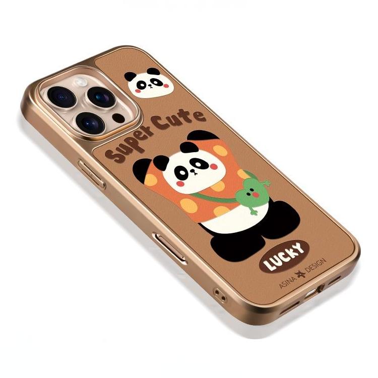 Lucky Panda MagSafe Phone Case Grip for iphone 16 iphone 15 Pro Leather case for iphone 14