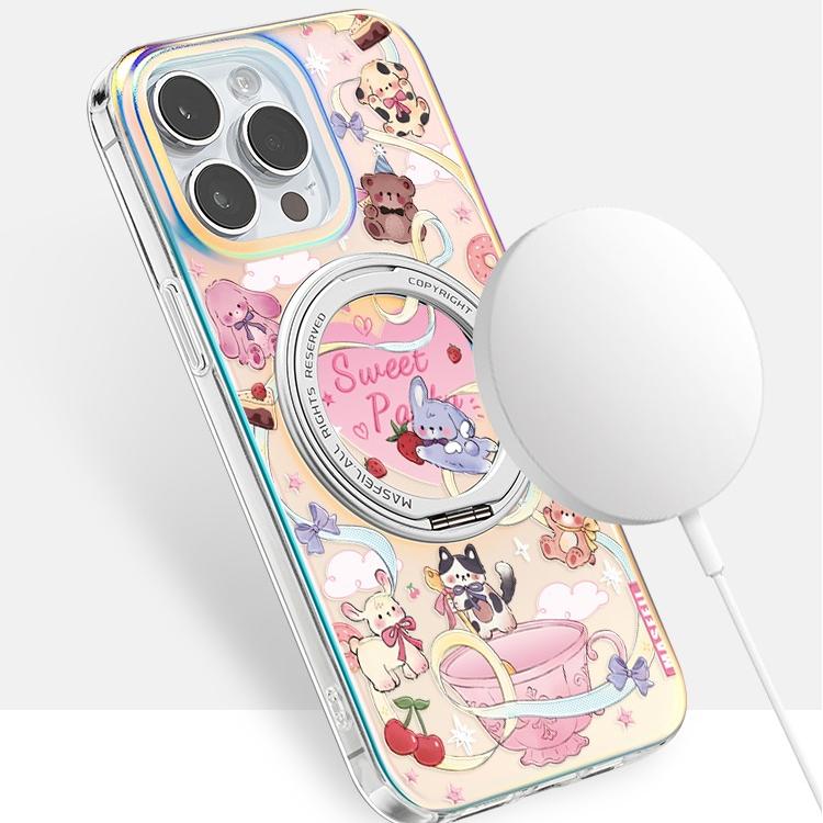 Animal Party iPhone 16 Pro Case with 360° Upgraded Rotatable Magnetic Stand for iphone 15 Slim case