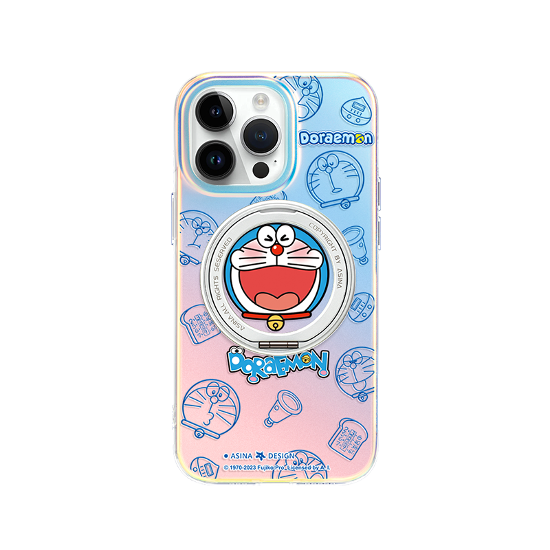 Doraemon iPhone 16 Pro Case with 360° Upgraded Rotatable Magnetic Stand for iphone 15 Slim case with Kickstand
