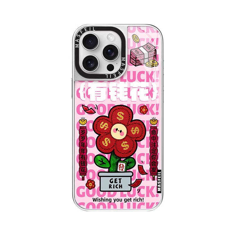 Good Luck Flower MagSafe Phone Case for iphone 16 Pro Case for iphone 15 Shockproof iphone 14 Cover