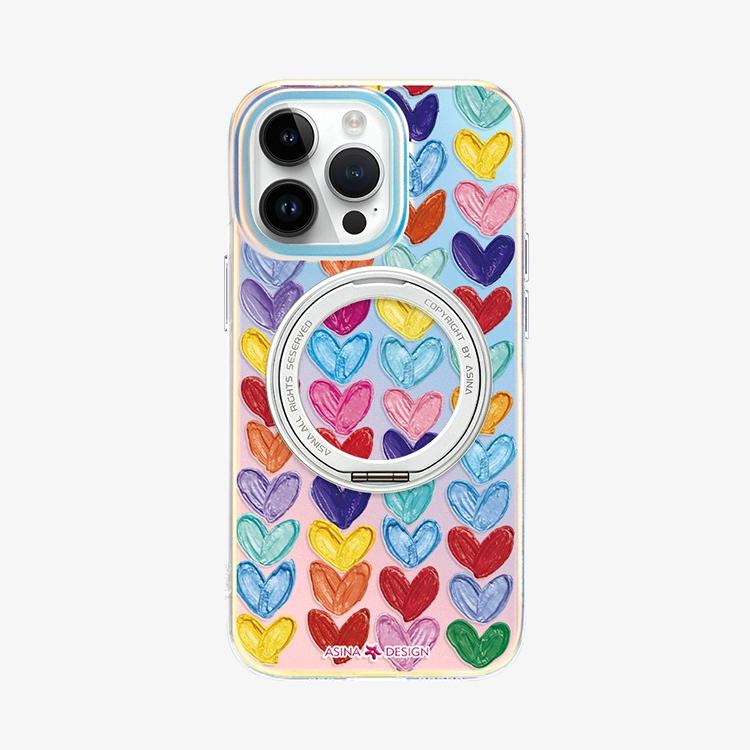 Heart iPhone 16 Pro Case with 360° Upgraded Rotatable Magnetic Stand for iphone 15 Slim case with Kickstand