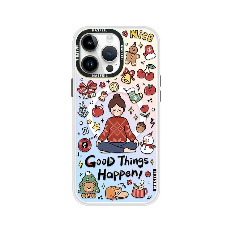 MagSafe Phone Case for iphone 16 Pro Case for iphone 15 Shockproof iphone 14 Meditation Girl