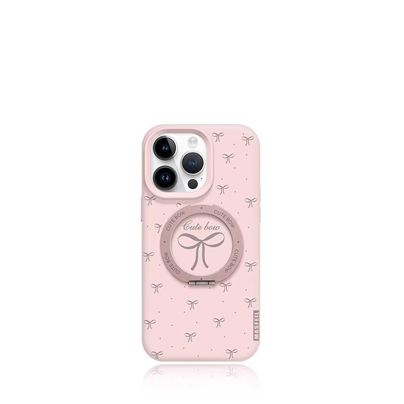 Cute Bow Polka Dot MagSafe Phone Case with Grip for iphone 16 iphone 15 Pro case for iphone 14