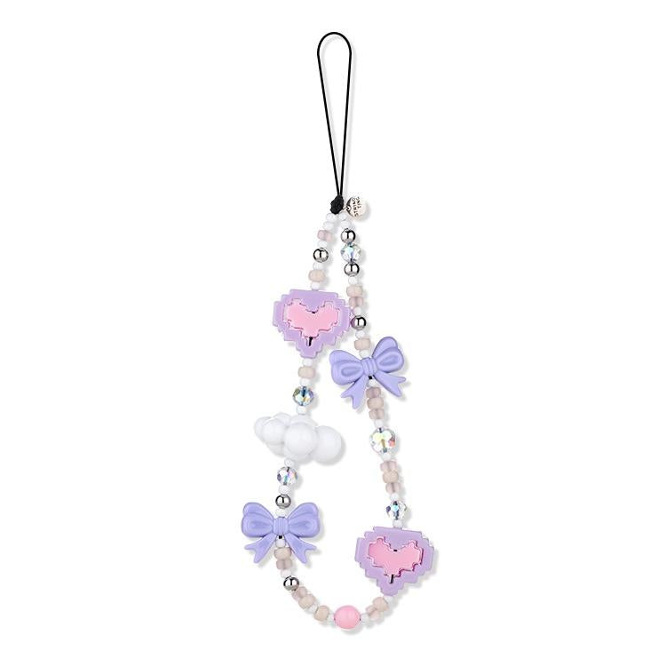 Phone Charm Strap Universal Cell Phone Lanyard Wrist Strap Beaded Phone Chain String Handmade Phone Case Accessories Bow Tie