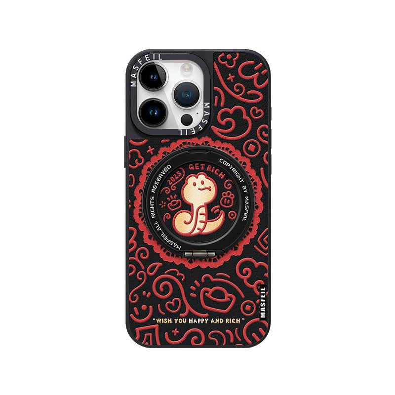Snake iPhone 16 Pro Case with 360° Upgraded Rotatable Magnetic Stand for iphone 15 Slim case