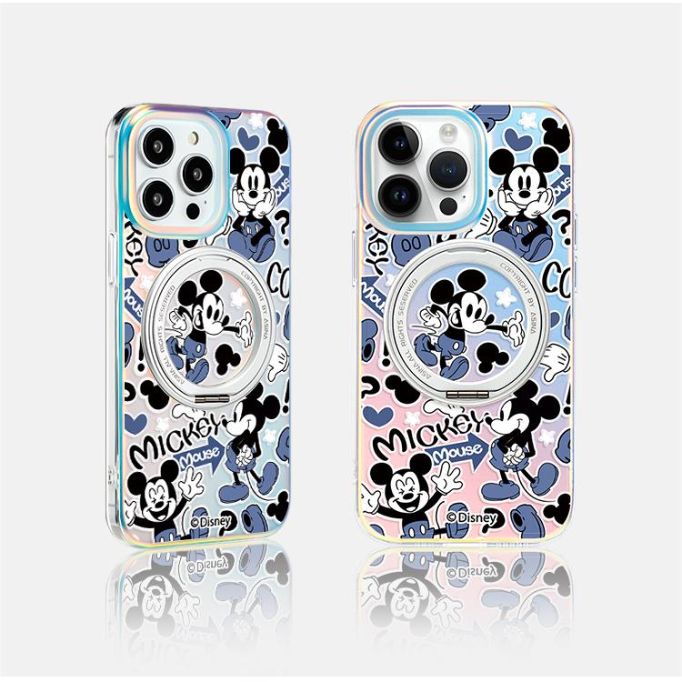 Mickey iPhone 16 Pro Case with 360° Upgraded Rotatable Magnetic Stand for iphone 15 Slim case with Kickstand