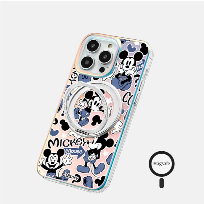 Mickey iPhone 16 Pro Case with 360° Upgraded Rotatable Magnetic Stand for iphone 15 Slim case with Kickstand